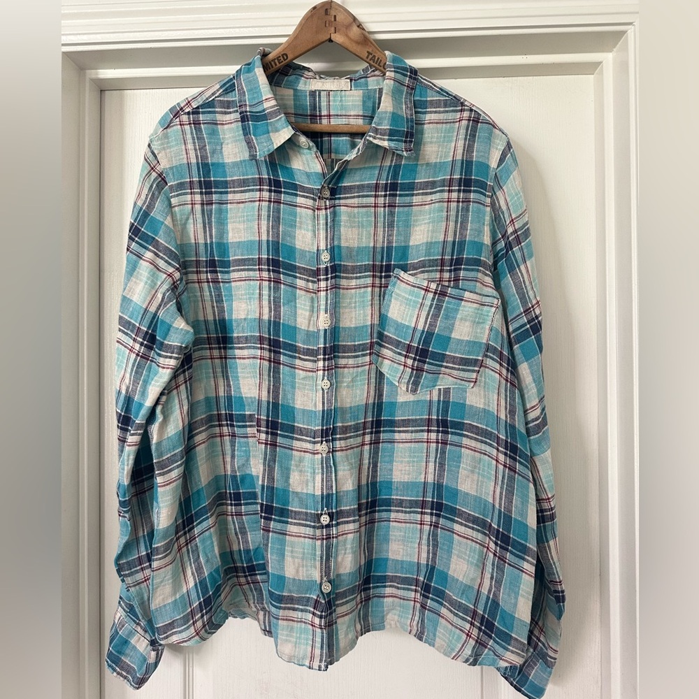CP Shades Teal, Navy & White Plaid Button-Down Shirt